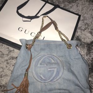 Gucci Denim Soho Chain Tote